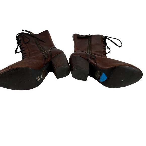 Women’s FOSSIL Leather Boots Size 7 Steampunk Lace Up Heels - Picture 13 of 15